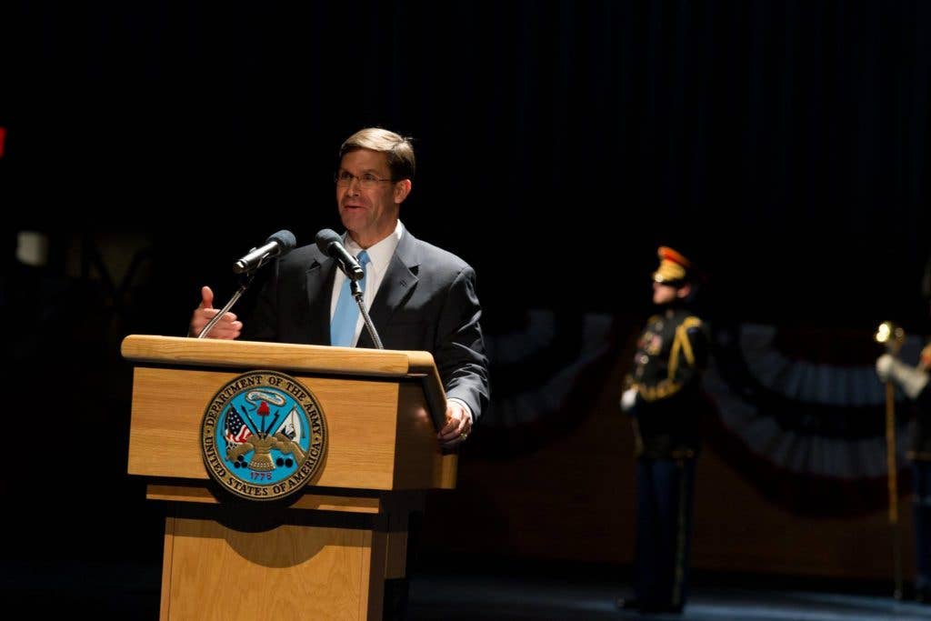 The Army family welcomed the 23rd Secretary of the Army Mark T. Esper Friday, Jan. 5, 2018 at Joint Base Myer-Henderson Hall, Virginia. (Photo from U.S. Army)