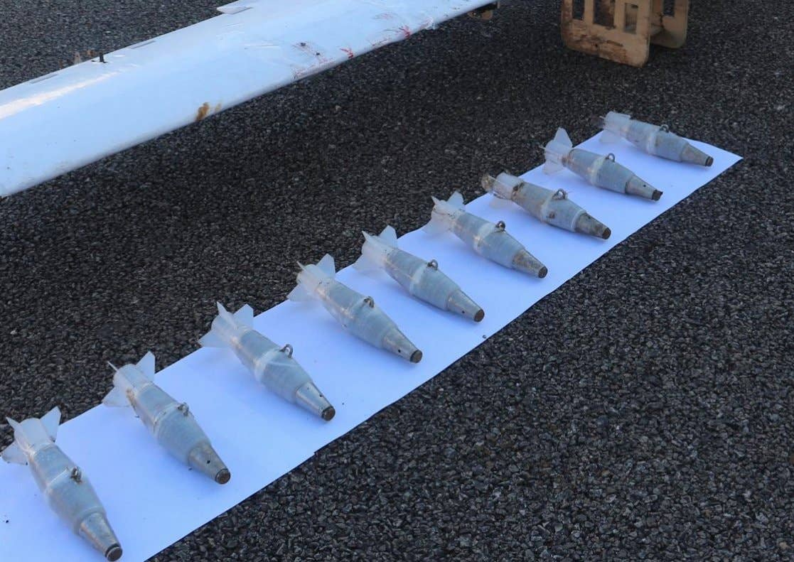 Explosives attached to drones used in an attack on Russian military bases in Syria. (Photo from Russian Ministry of Defense)