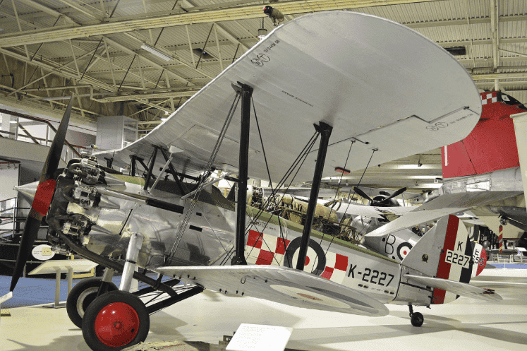 A Bristol Bulldog on display at a U.K. aviation museum. (Image from Wikimedia Commons)