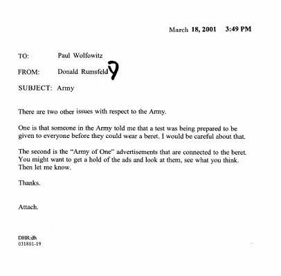 There was one. They were called Ranger School or SF Selection. (Memo courtesy of the National Security Archive)