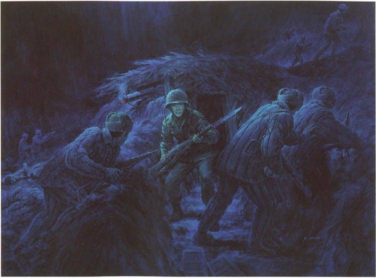  An artist rendering of Hiroshi Miyamura in the Korean War.