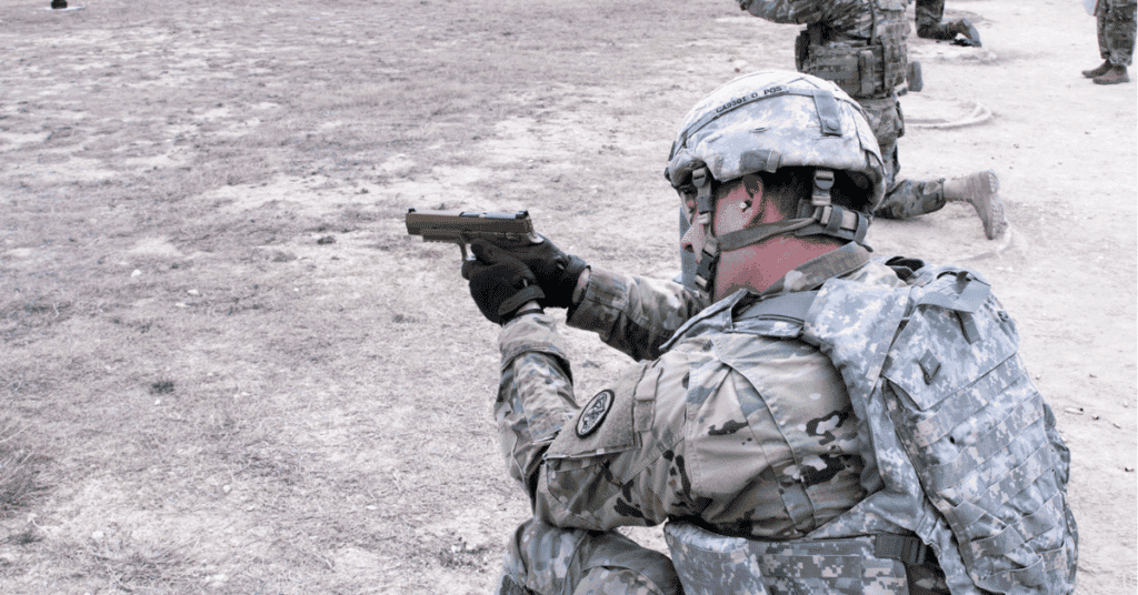 Officers and senior noncommissioned officers from Regimental Headquarters and Headquarters Troop and the Regimental Support Squadron, 3rd Cavalry Regiment, qualify with the M17 Modular Handgun System for the first time during a weapons qualification range Jan. 19, 2018 at Fort Hood, Texas.