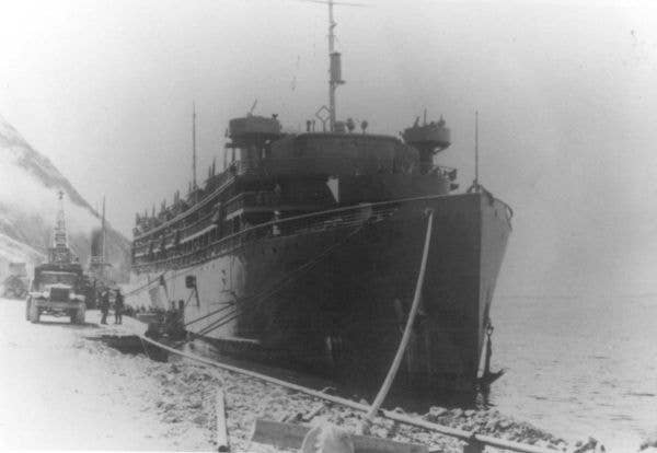 The USAT Dorchester, which was torpedoed and sunk by a U-boat on Feb. 3, 1943. (US Army photo)