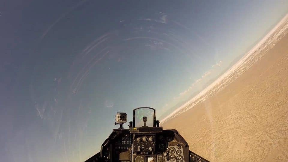 The view from the cockpit of a QF-16. (Boeing photo)