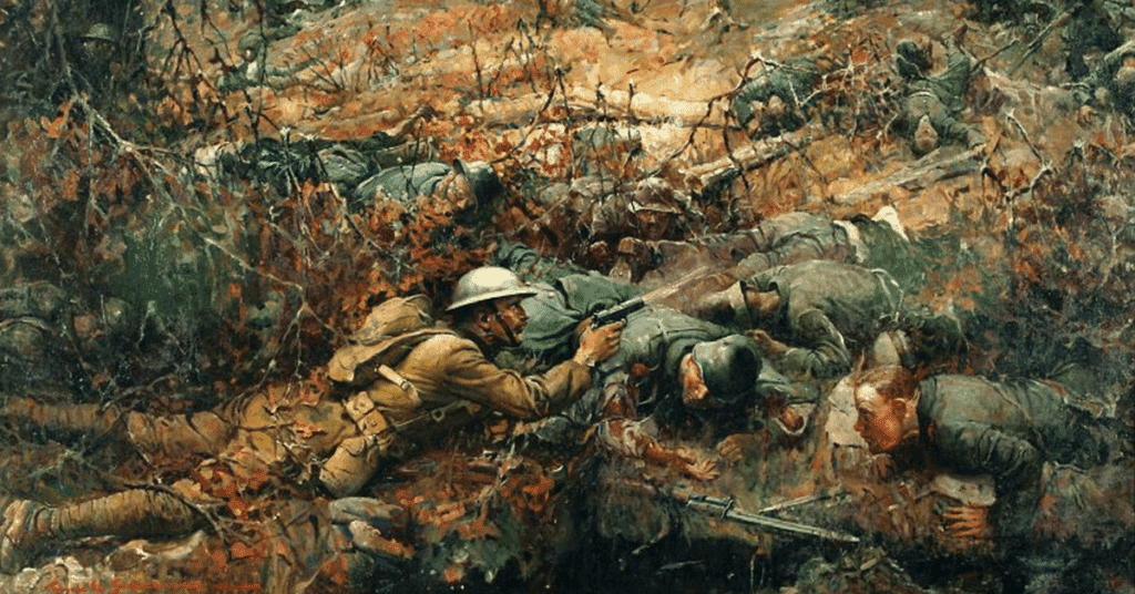 The man for whom the M247 Sergeant York was named. This battle scene was painted in 1919 by artist Frank Schoonover. The scene depicts the bravery of Alvin C. York in 1918. (Image from Wikimedia Commons)