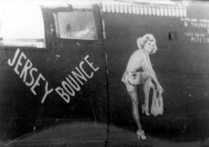 The pin-up nose art on the Jersey Bounce.