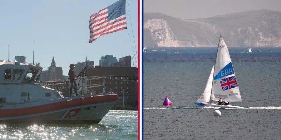 A third thing they do is help stranded civilians on ships, like Olympic sailboats, when they mess up. (Photos (left) by Petty Officer 3rd Class Andrew Barresi and (right) Caroline Granycome)