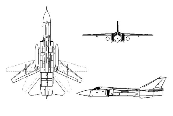 Three-view recognition drawing of the Su-24. (Photo from DoD)