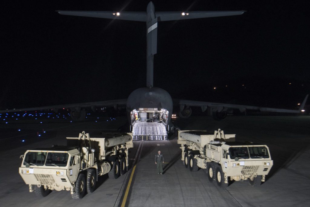 U.S. Forces Korea continued its progress in fulfilling the Republic of Korea - U.S. Alliance decision to install a Terminal High Altitude Area Defense (THAAD) on the Korean Peninsula as the first elements of the THAAD system arrived in the ROK. (DOD photo)