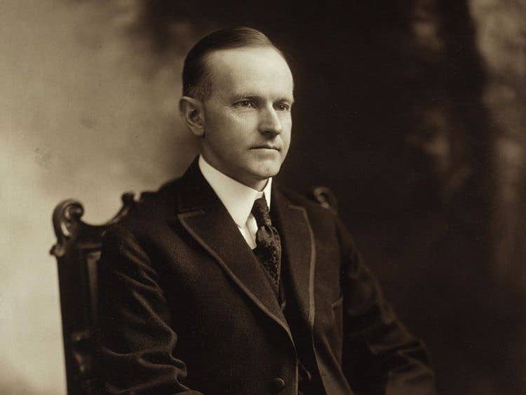 Calvin Coolidge, photo portrait head and shoulders, seated. (Copyright by Notman Photo Co., Boston, Mass.)