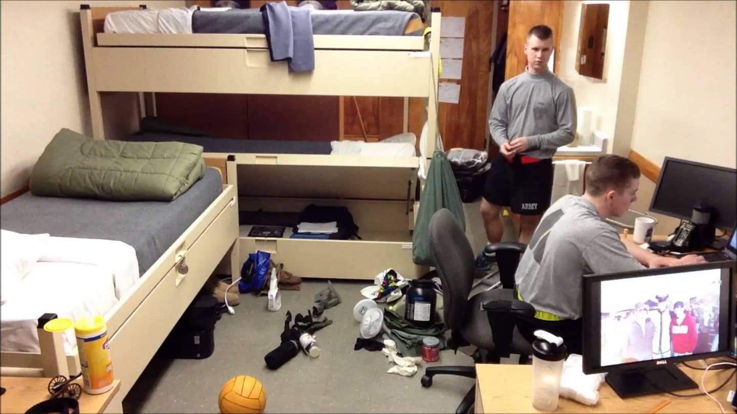 The look you make when you thought you got your own dorm room. Should've joined the Air Force. ( Photo from YouTube | Jon Richie)