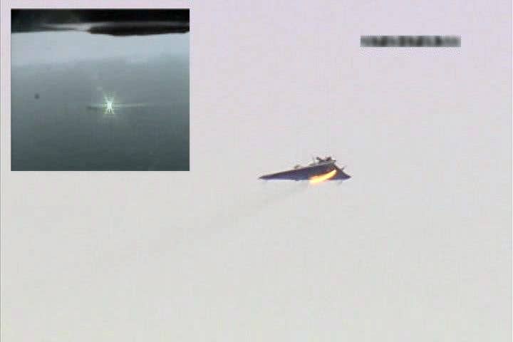 A hypersonic weapon traveling at Mach 20 has about as much chance of evading a laser as this drone did.(U.S. Navy photo)