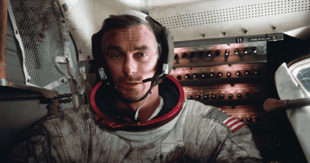 Eugene Andrew Cernan in Apollo Lunar Module. (NASA)