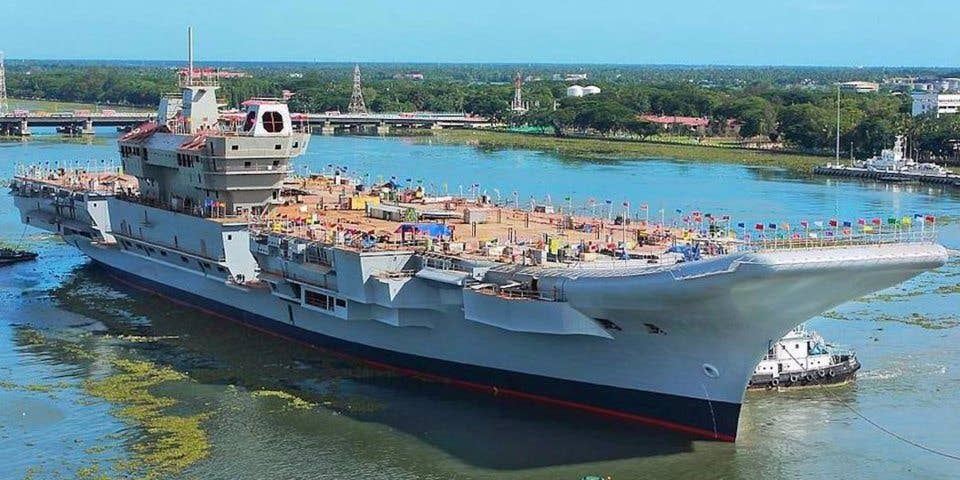 Vikrant being moved for fitting out, June 10, 2015.