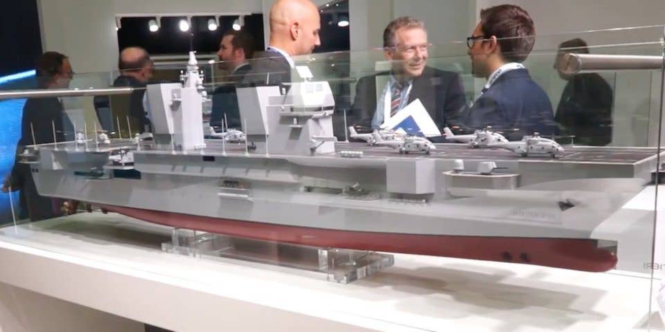 A model of the Trieste at the 2016 Naval Defense Exhibition in Paris. (DefenseWebTV/YouTube)