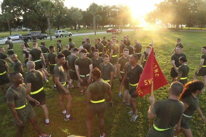 It's not just the sweat or the booze leaving the body... there might be some vomit in there, too. (Photo by Lance Cpl. Mackenzie Carter)