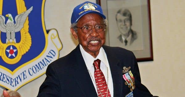 Retired Lt. Col. Floyd Carter Sr., who commanded the 732nd Military Airlift Squadron, revisited his old squadron in June 2011 to talk about his 30-year military career and the legacy of the Tuskegee Airmen. (U.S. Air Force photo by Tech. Sgt. Monica Dalberg)