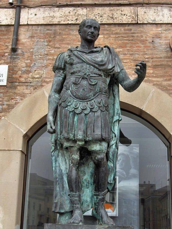 A bronze statue of Caesar, Rimini, Italy.
