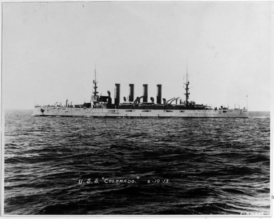 An undated photo of USS Colorado (BB 45), circa 1906. (Photo by U.S. Navy)