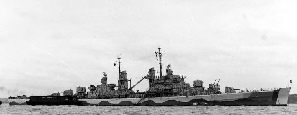 USS Juneau in June, 1942, off New York. She packed 16 five-inch guns. (US Navy photo)