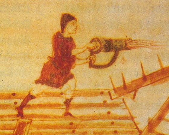 Who needs a long bow when you have a mother f*cking flamethrower? <small>(Codex Vaticanus Graecus 1605)</small>