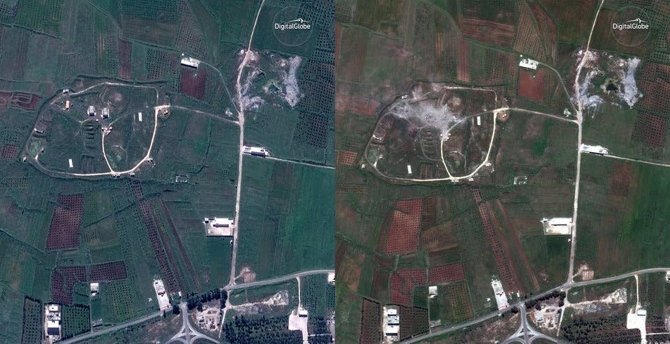 One of the US's targets before and after the strike.