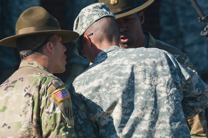 There are few joys in being a drill sergeant — laughing at stupidity is one of them.<br>(Photo by Capt. Loyal Auterson)