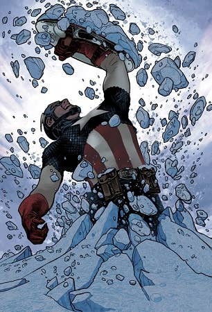 And like every real Soldier, he'd probably waste it all on alcohol his metabolism would push out. <small>('Captain America #25' by Adam Hughes)</small>