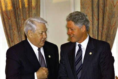 Boris Yeltsin with Bill Clinton