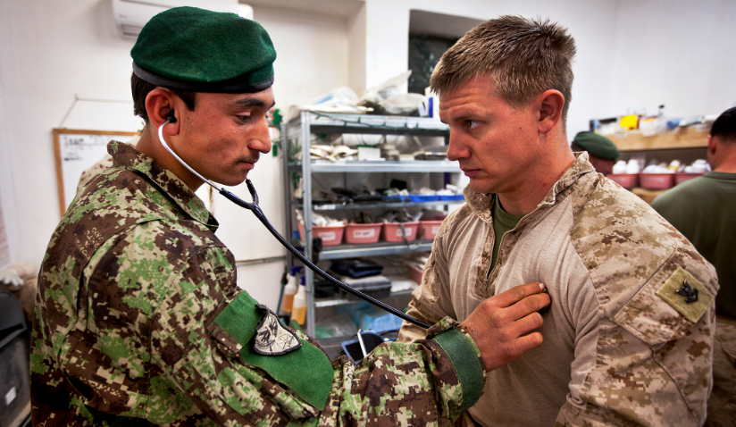 Afghan soldiers working as medics