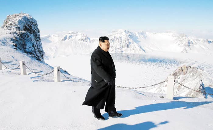 North Korean leader Kim Jong-un poses on Mt. Baekdu.