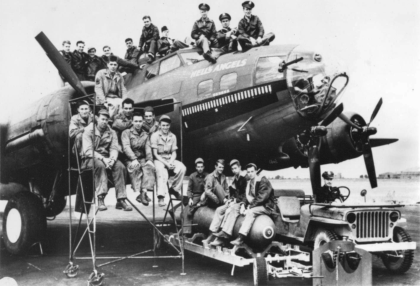 The crew of the 358th Bomb Squadron Boeing B-17F 'Hell's Angels' completed its 25th mission on May 13, 1943.