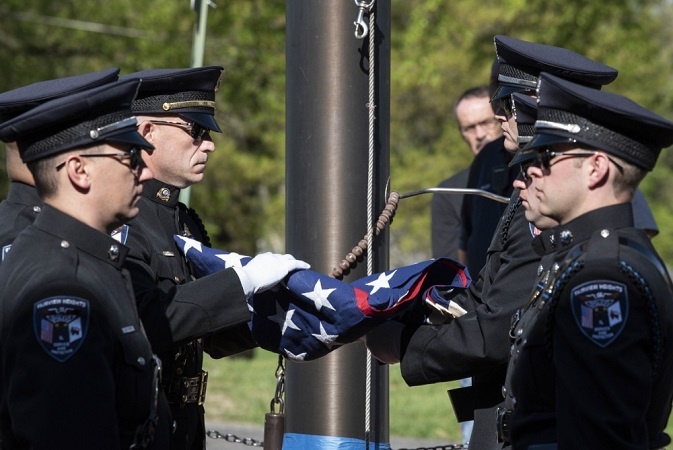 The hardest times for both are often the memorial services.<br>(Photo by Tech. Sgt. Jonathan Fowler)