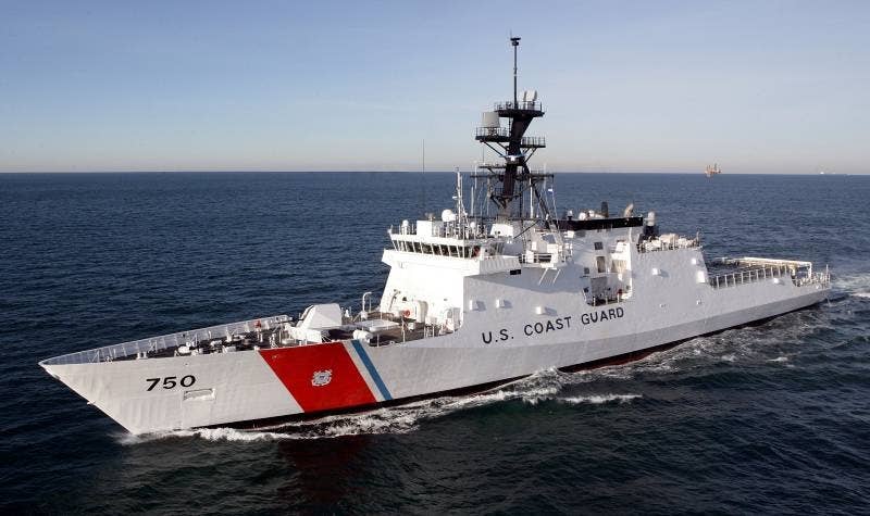 Photograph of newly commissioned National Security Cutter Bertholf (WMSL-750), first Coast Guard cutter to bear the name.