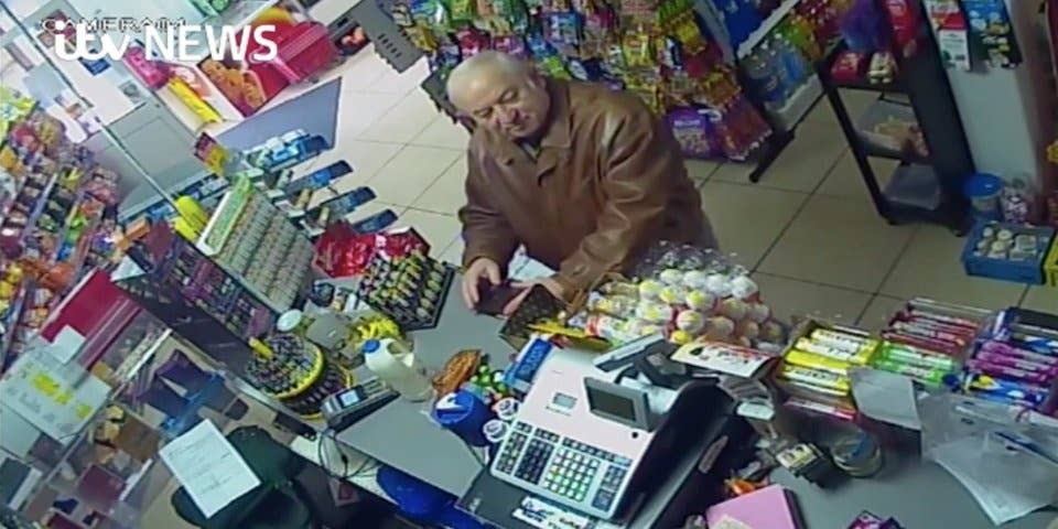 Sergei Skripal buying groceries near his Salisbury home five days before he collapsed.