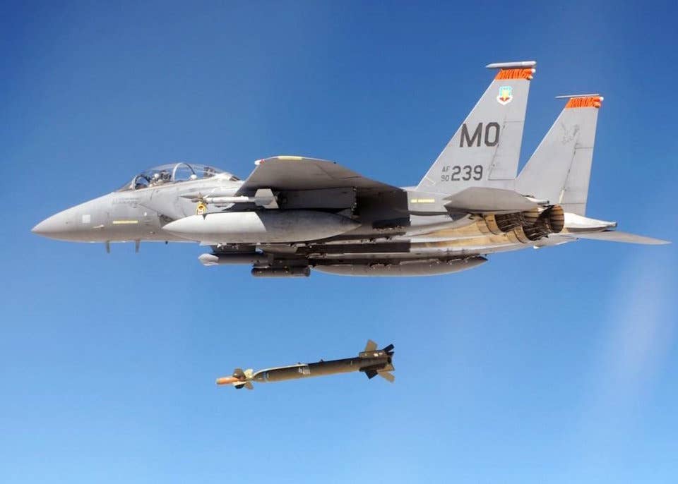 An F-15E dropping a bomb.