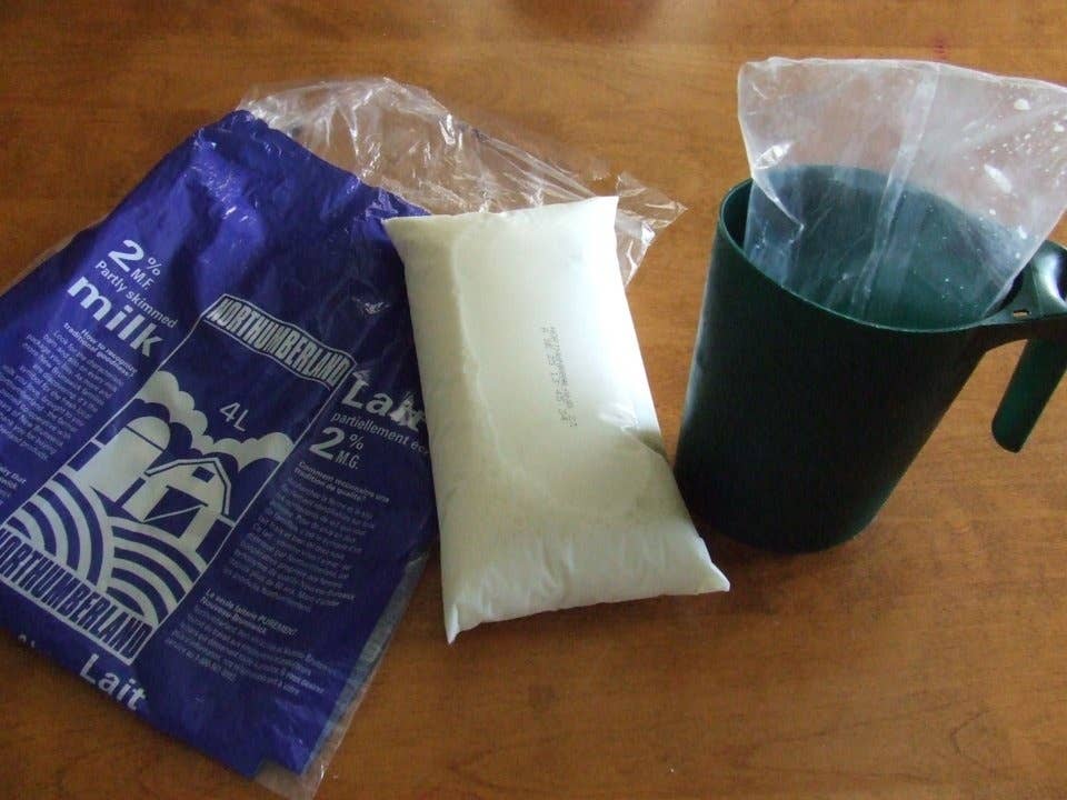 In Canada, milk is sold in bags.