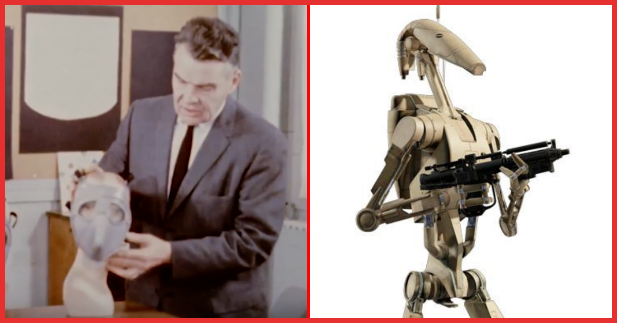 The gas masks and that battle droid from 'Star Wars.'