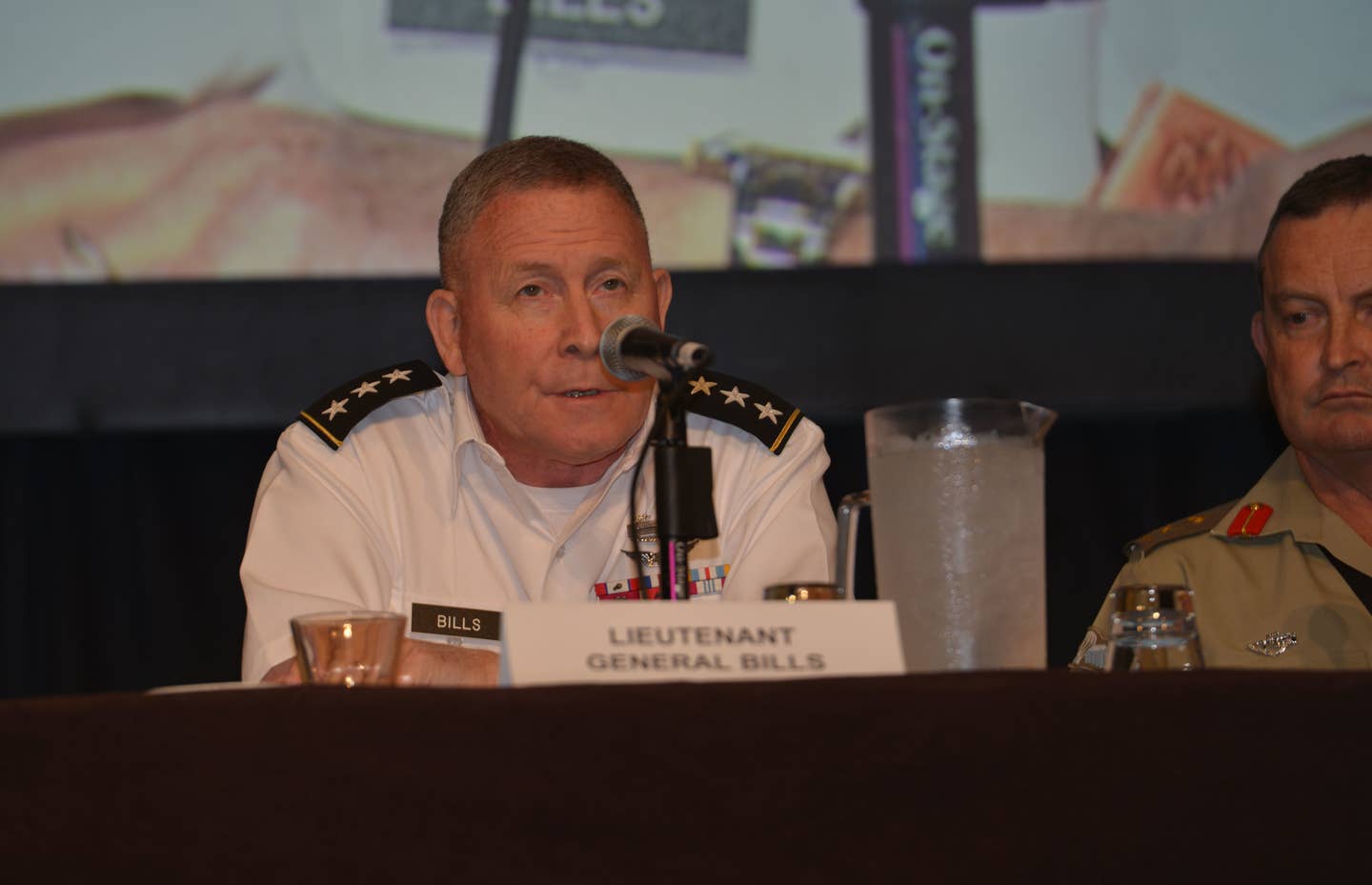 Lt. Gen. Michael Bills, 8th Army commanding general, discusses warfighting in a large city environment during the 2018 AUSA Conference.