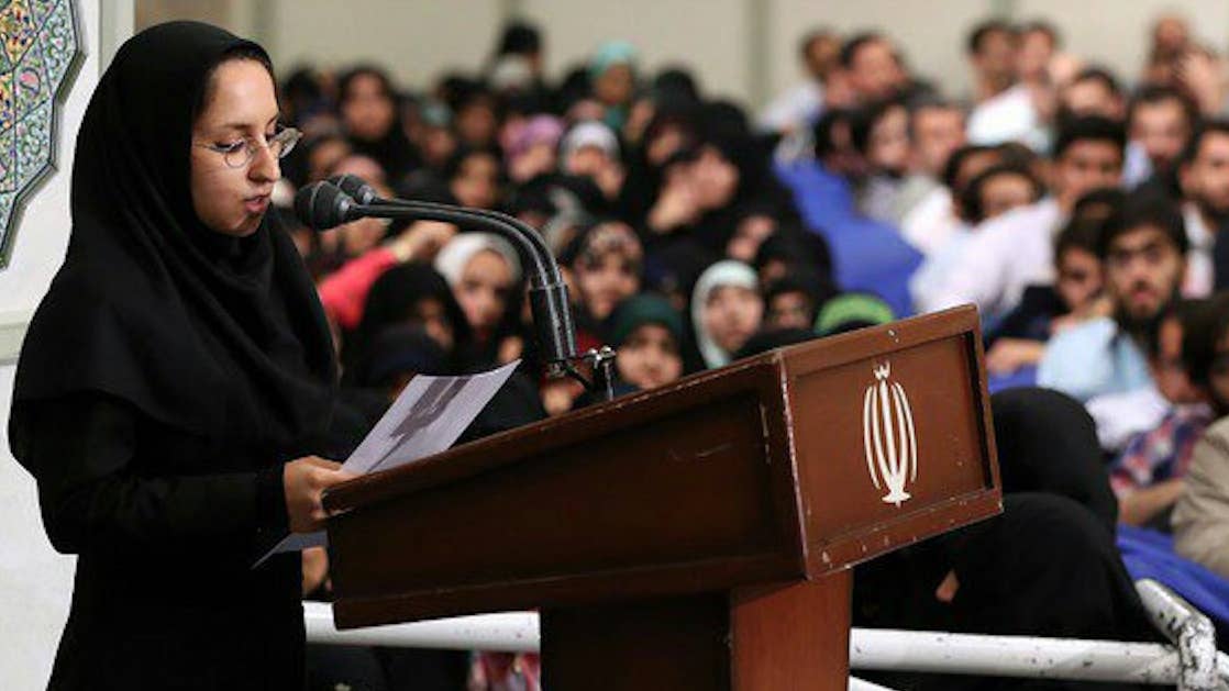 A young Iranian woman criticized the Ayatollah to his face