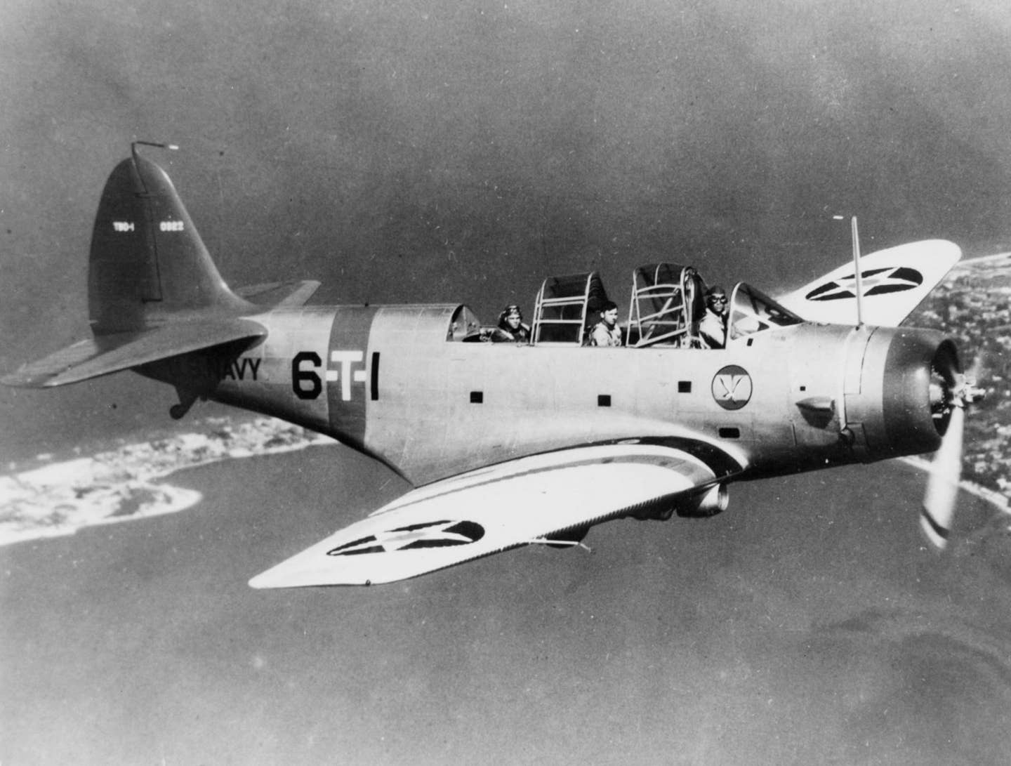 At Midway, the Devastator got devastated by Mitsubishi A6M "Zeke" fighters.<br>(U.S. Navy)