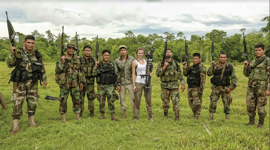 Larsen on assignment in Peru with Vice camerawoman Claire Ward while embedded with Peruvian Special Forces.