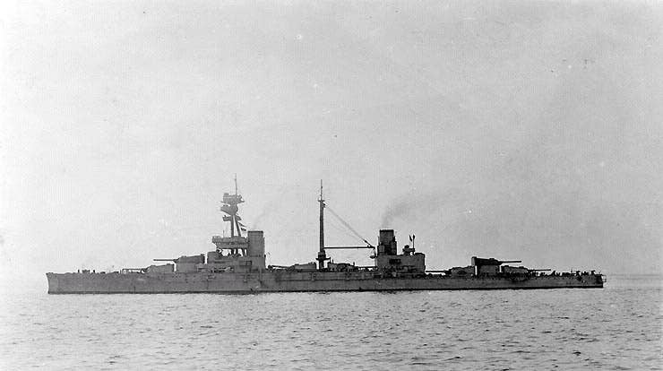 Since she packs 14 12-inch guns, it's probably not a good idea to call the HMS Agincourt ugly to her face.<br>(US Navy)