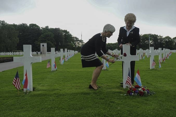 A yearly tradition of hers is to lay flowers and wreaths at the American cemeteries and memorials in Europe.