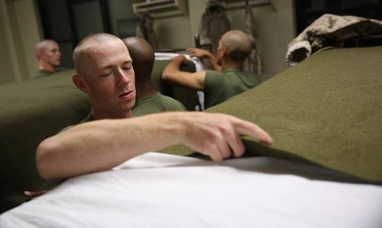soldiers making their beds as part of their daily habits