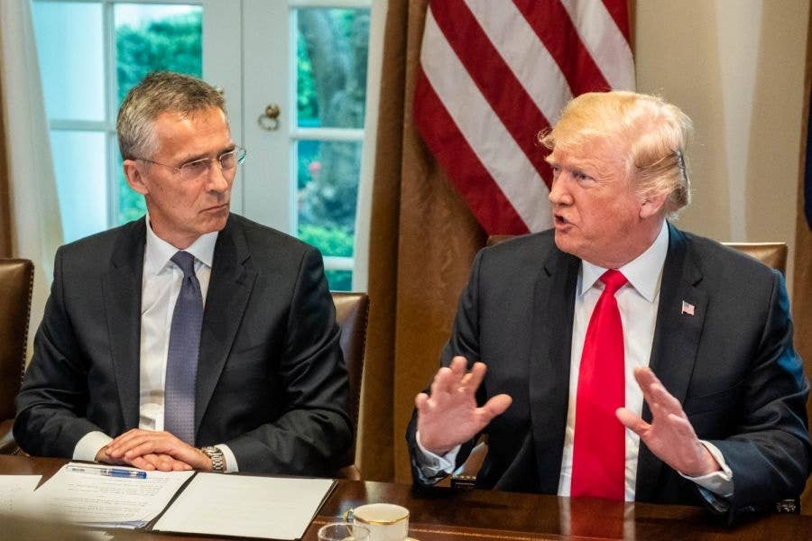 NATO Secretary-General Jens Stoltenberg and President Donald Trump at the White House, Thursday, May 17, 2018.