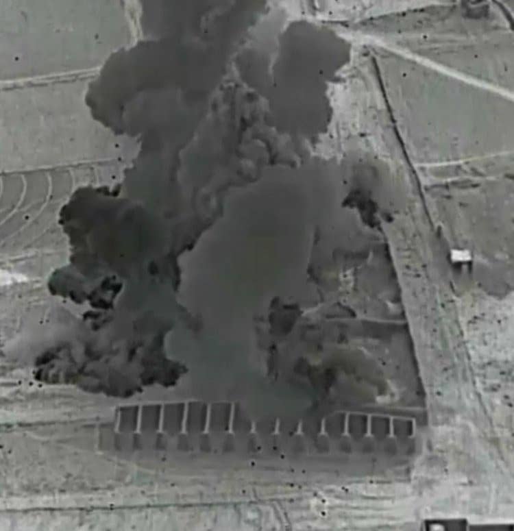 A US-led airstrike on a Taliban drug lab in northern Helmand Province, November 2017.
