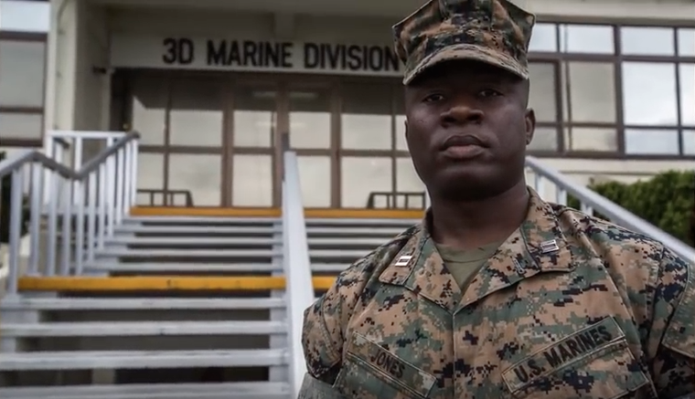 Capt. George Jones as he stands proud of being a Marine officer.