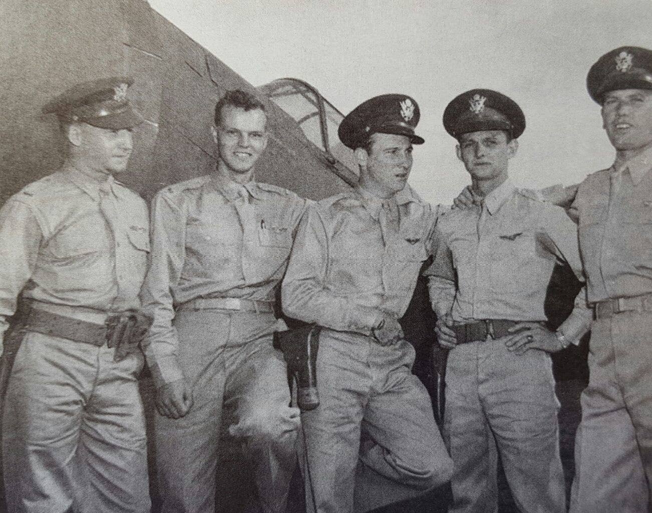 Pearl Harbor pilots Harry Brown, Phil Rasmussen, Ken Taylor, George Welch, and Lewis Sanders.