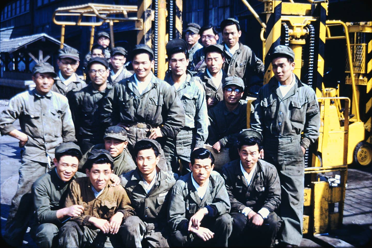 Early photo of a group of Korean Service Corps members during the Korean War circa 1952.